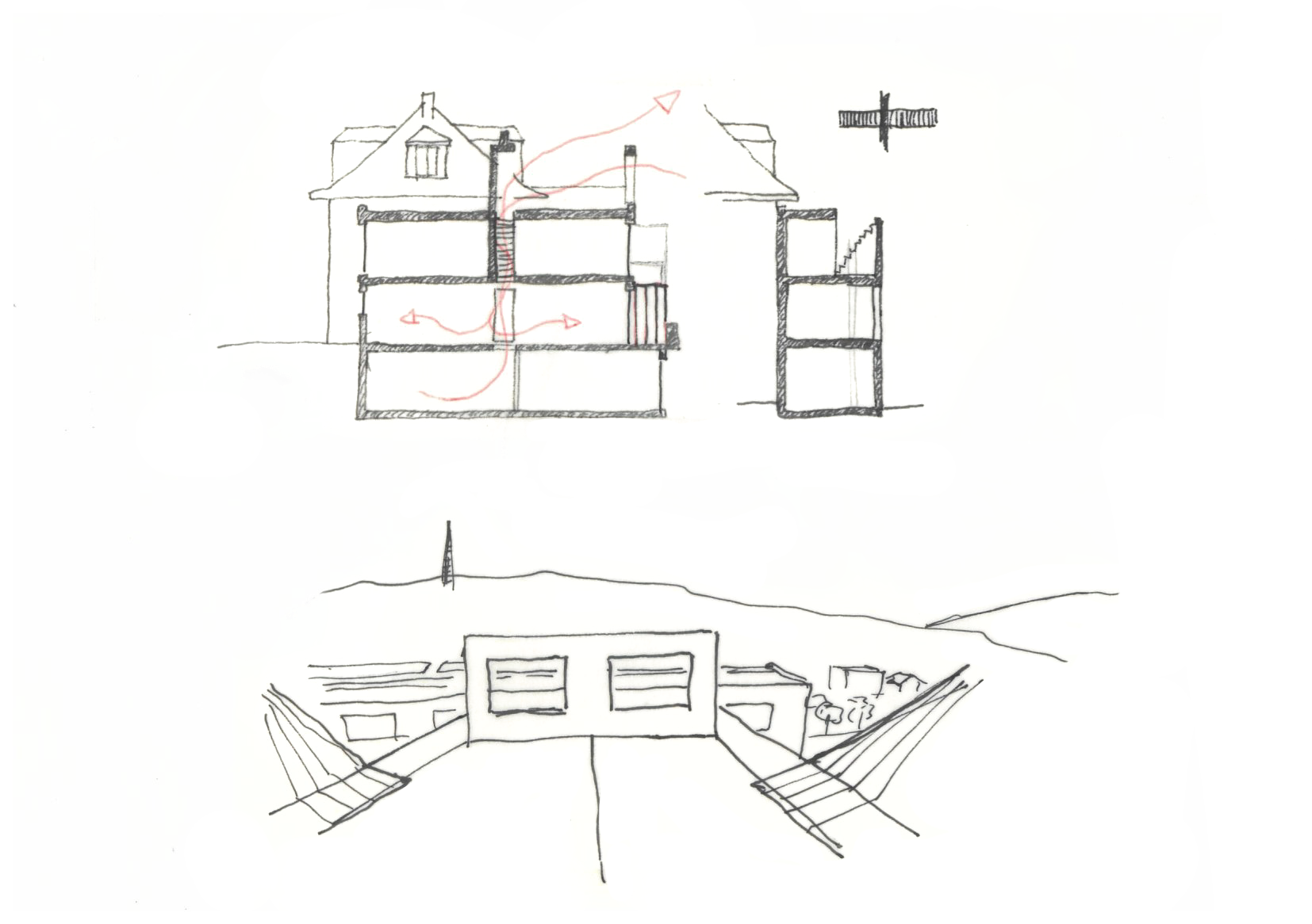sketch-architectural-drawing-section-and-rooftop-view