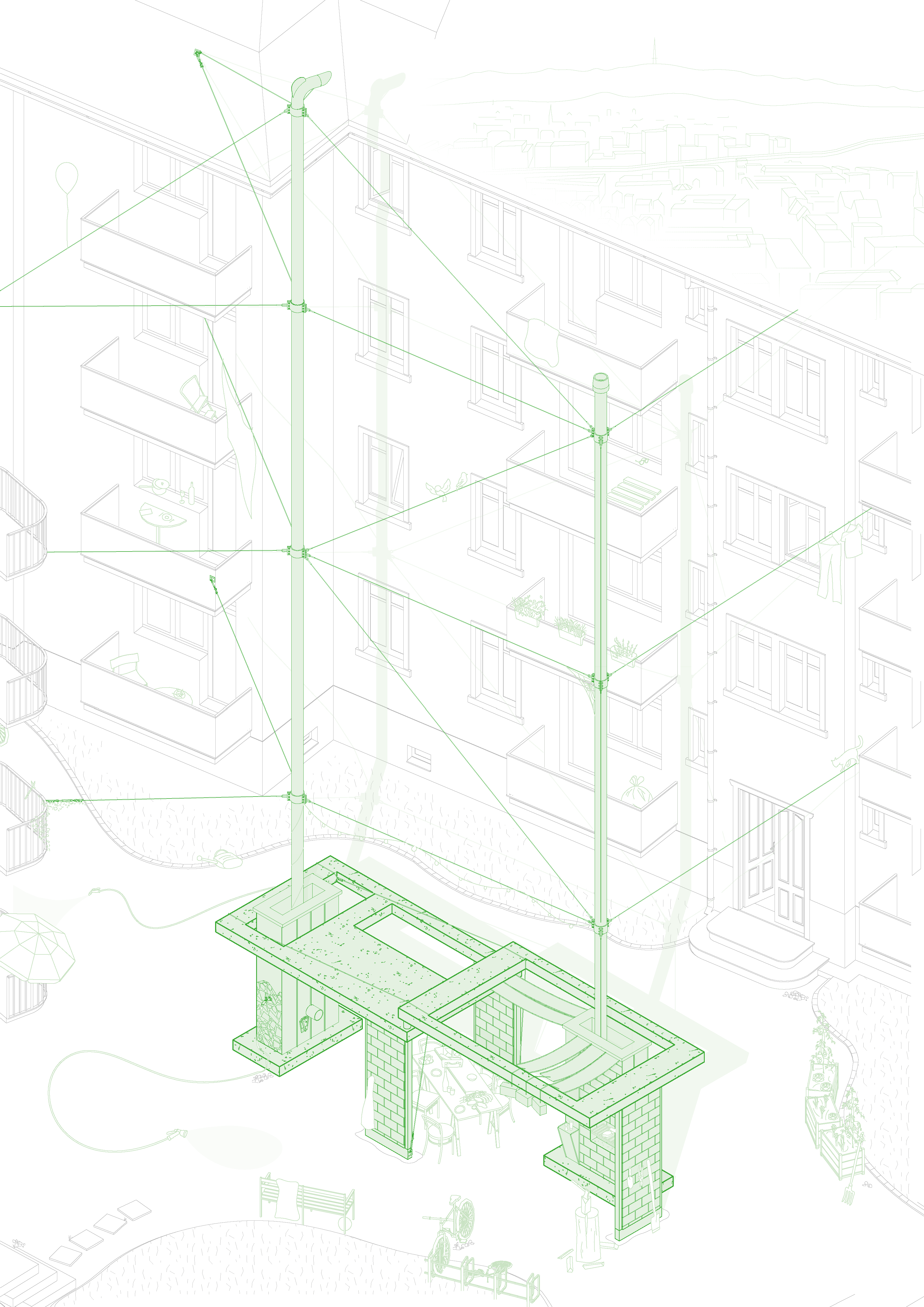 axonometry-architectural-illustration-cad-drawing-folly-periscope-zurich-courtyard