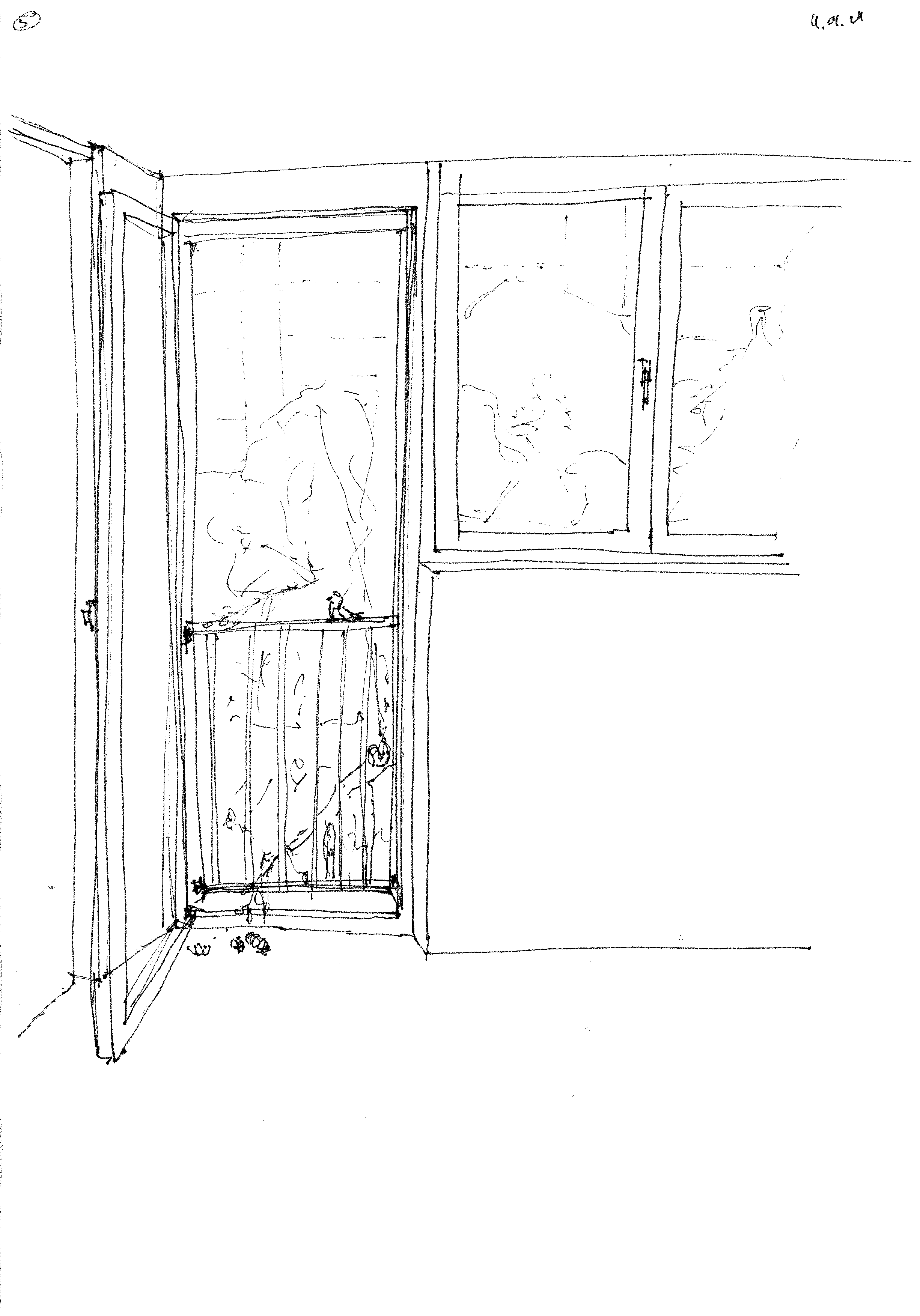 skecth-architectural-visualization-room-with-window-facing-forest