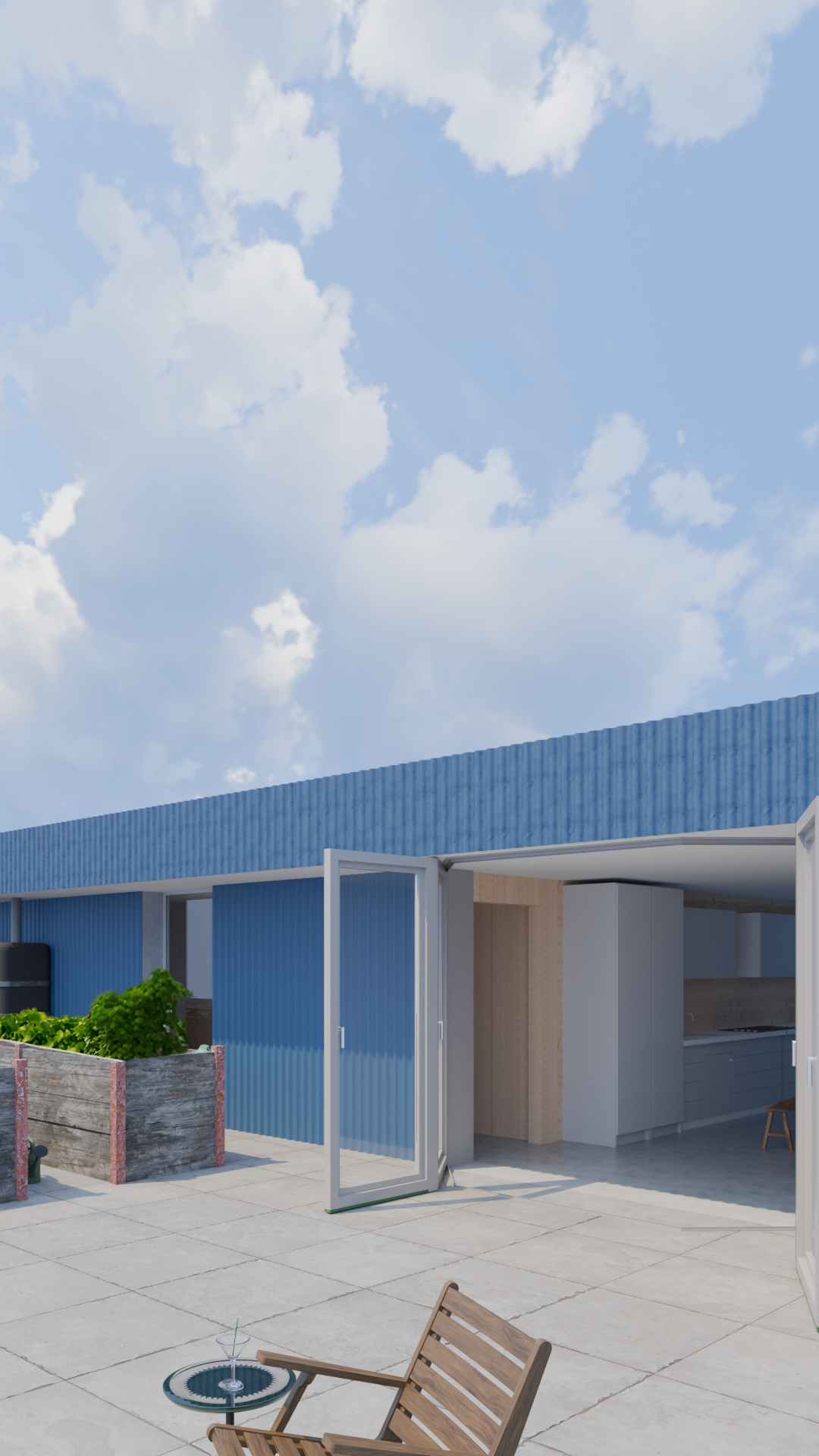 blender-rendering-architectural-visualization-rooftop-garden-with-blue-metallic-facade