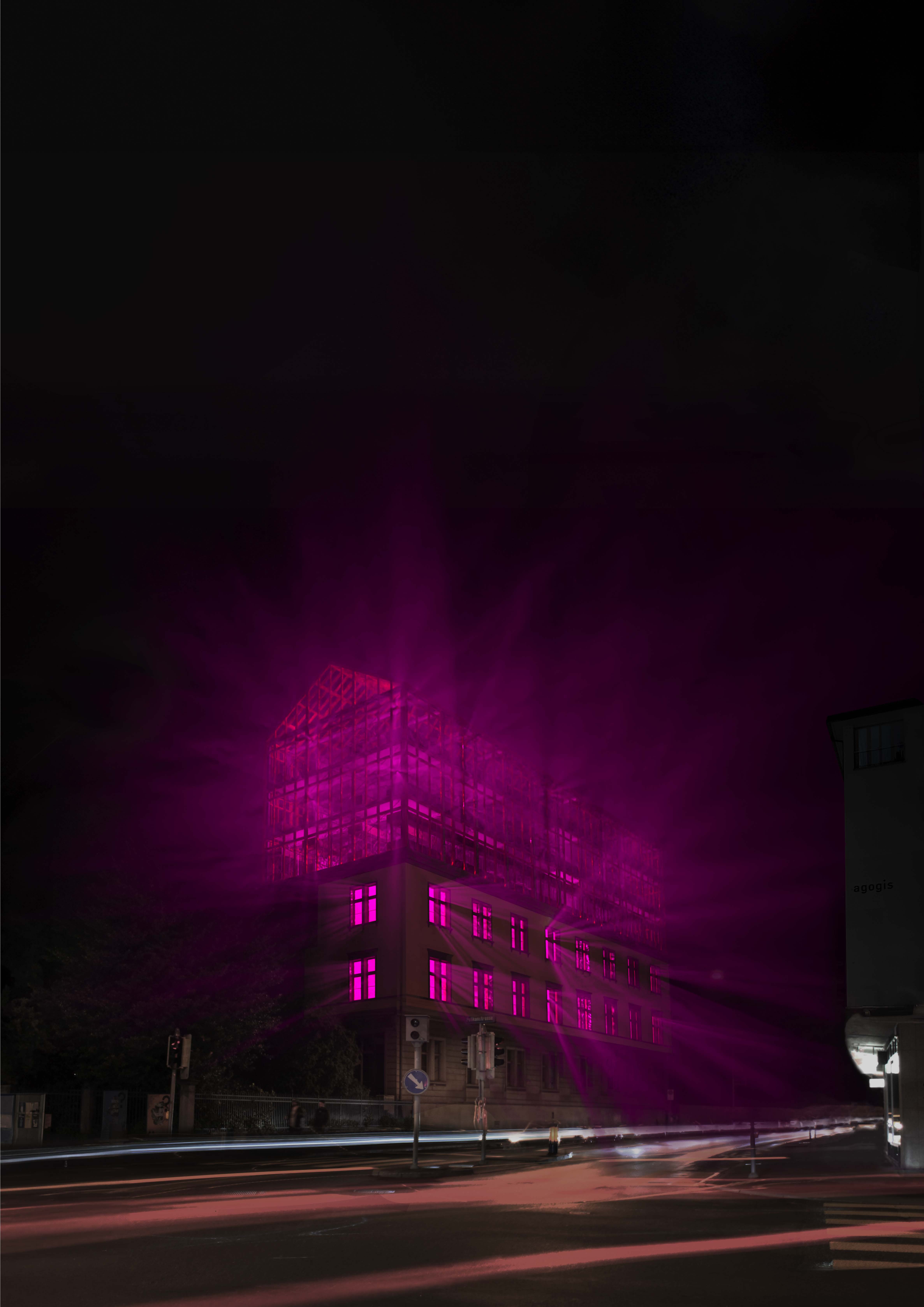 render-blender-architecture-museum-transformation-rays-purple-light-zurich