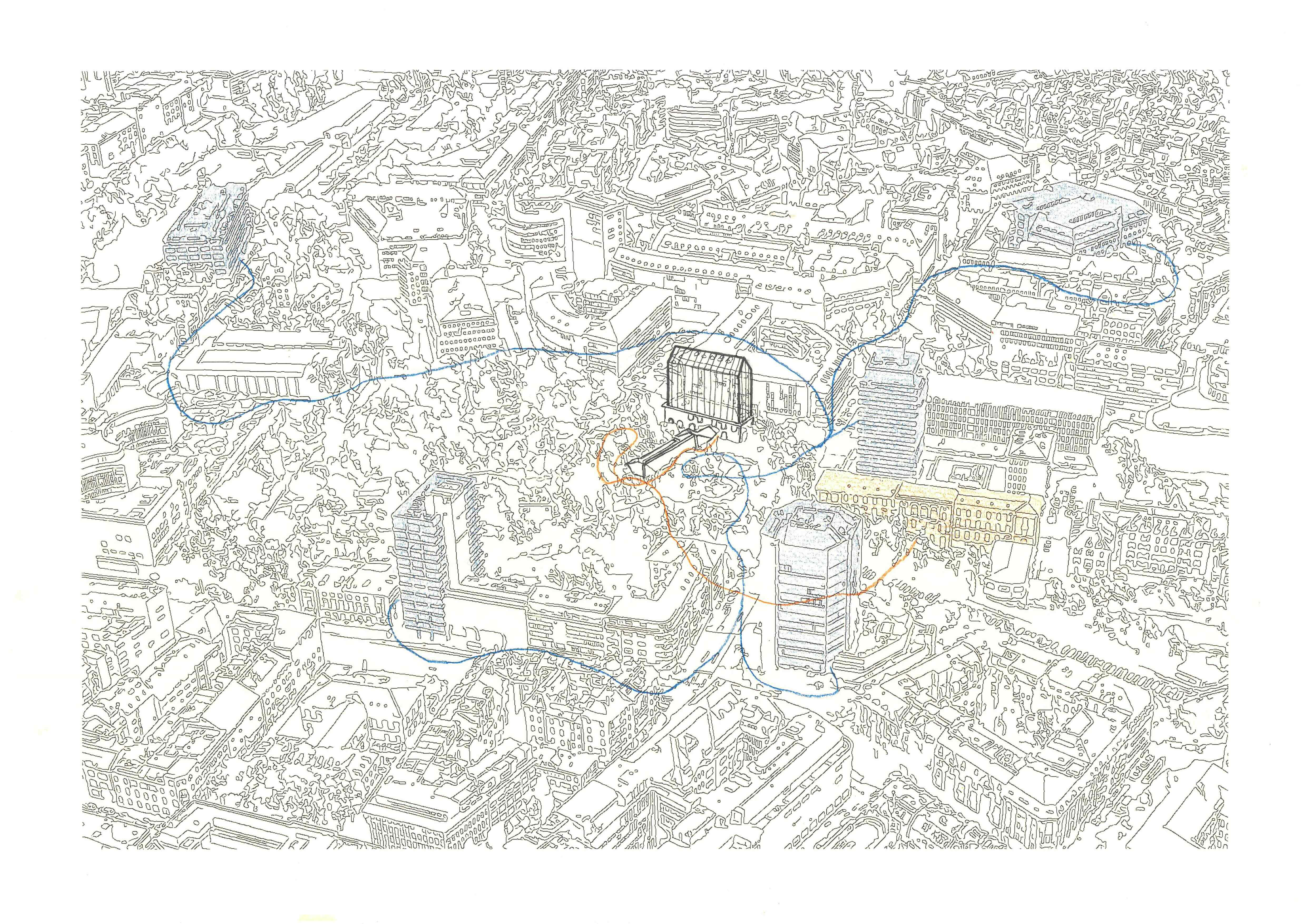 linedrawing-sketch-illustration-city-perspective-map-urban-area-representation