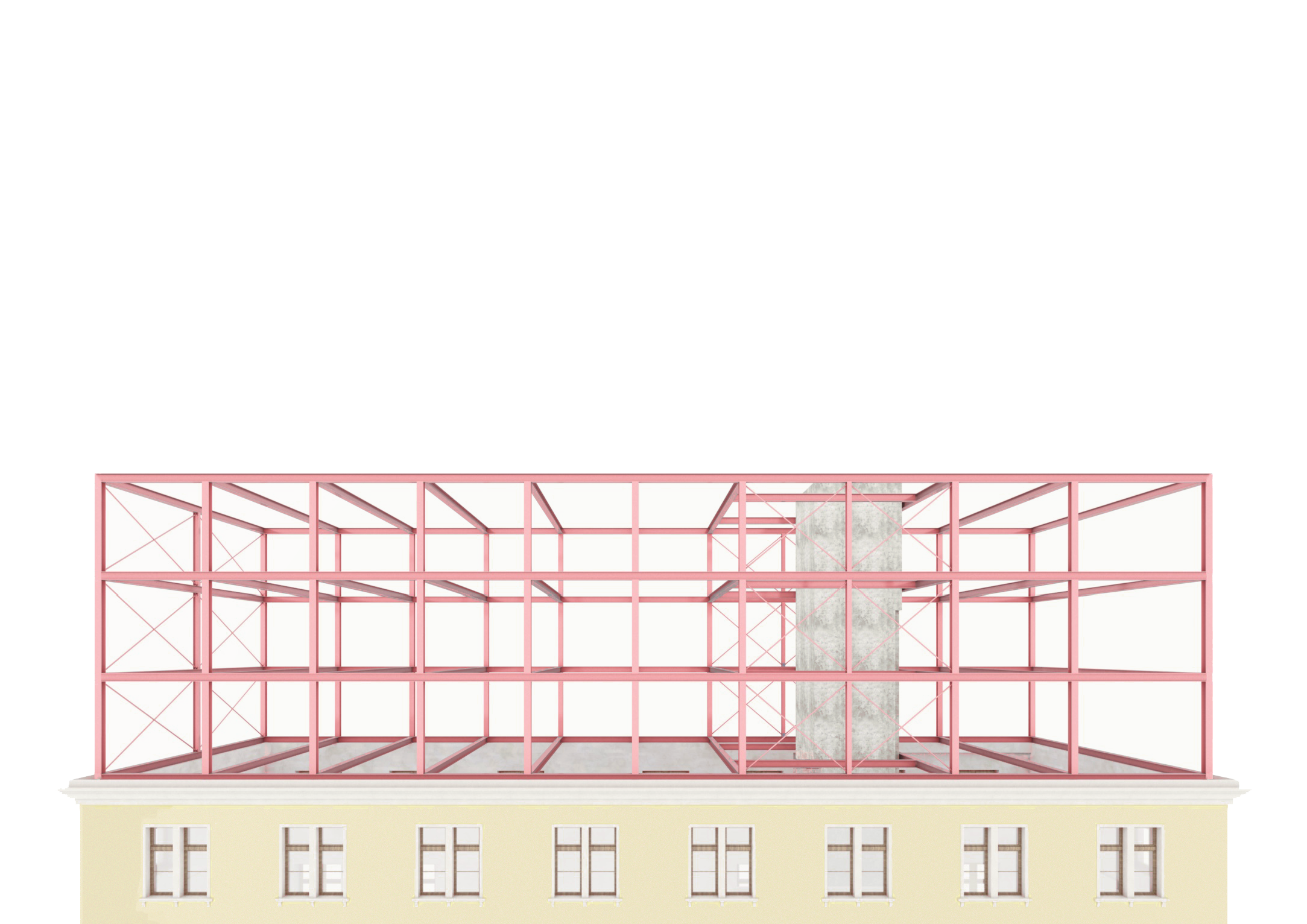 render-new-reuse-structure-building-concret-metal-architecture-renovation-existing-illustration-realistic