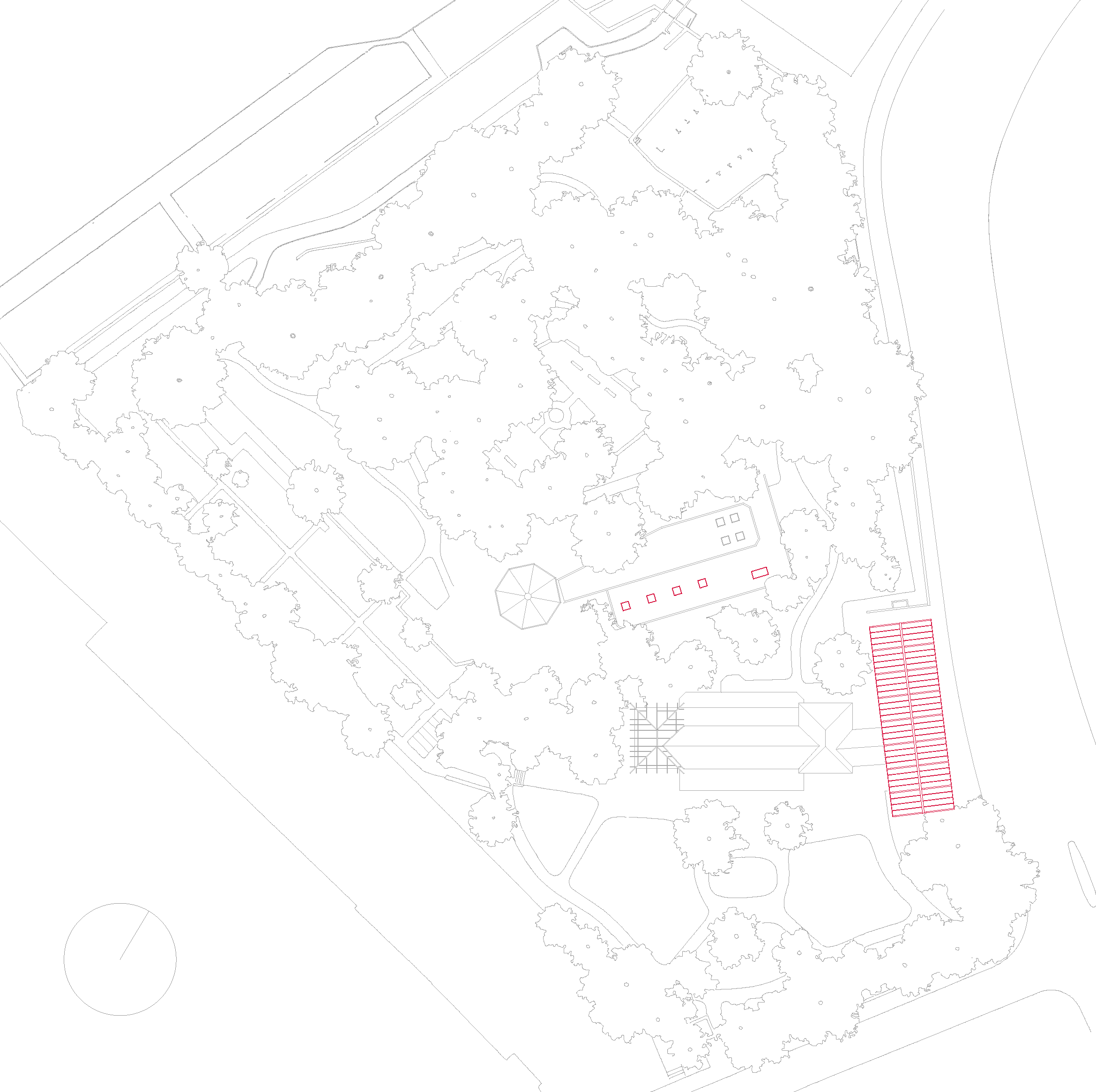 map-situation-illustration-linedrawing-cad-vegetation-top-view